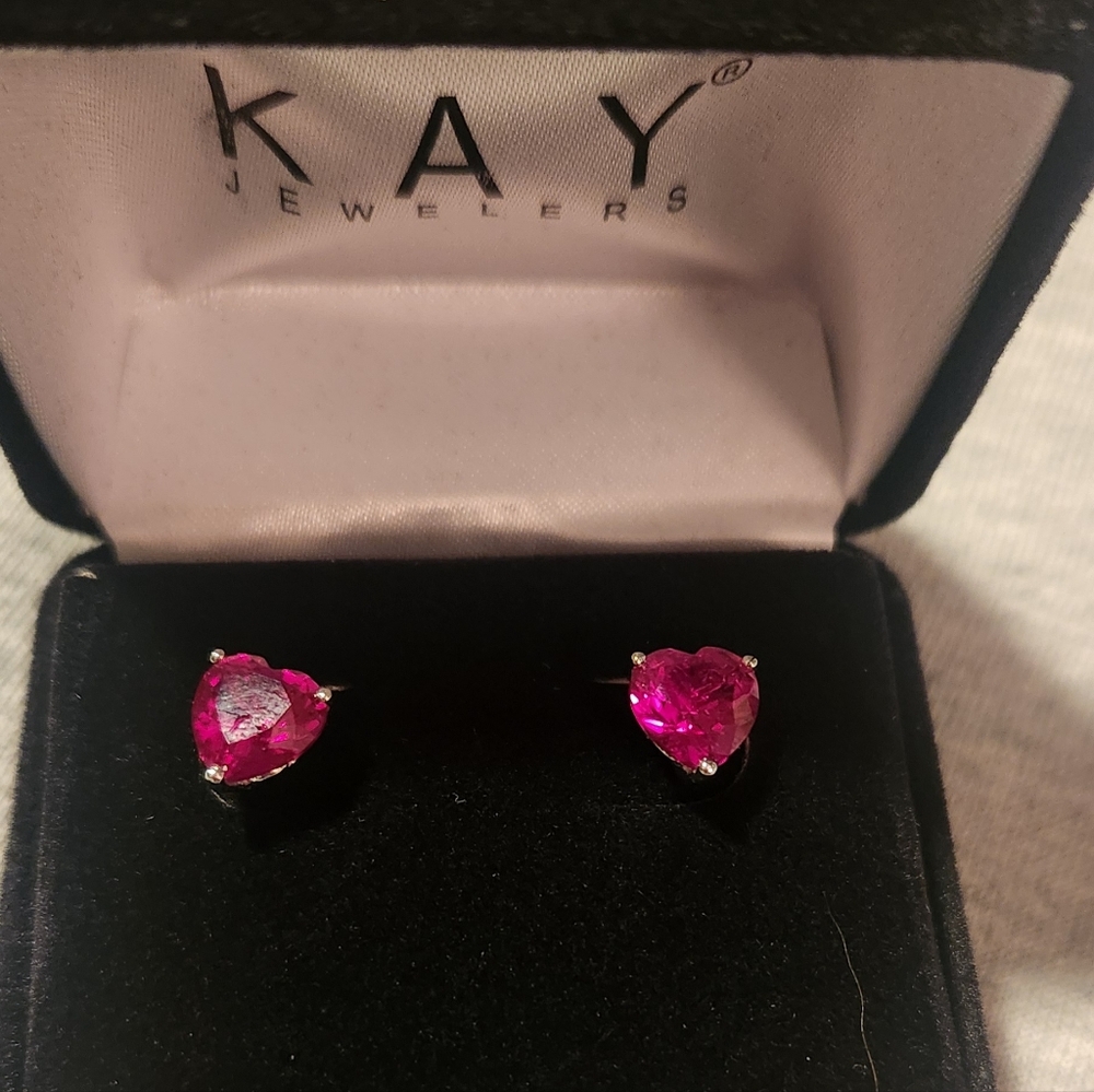 Kay Jewelers Lab Created Ruby Heart Earrings